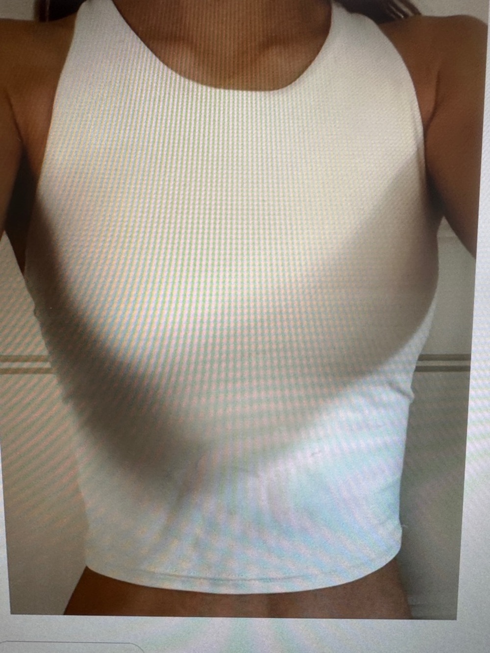 Athleta Girl Long Distance Bra Cropped Tank top Size L/12  white padded